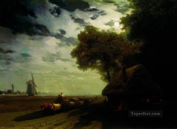 ukrainian landscape with chumaks in the moonlight Ivan Aivazovsky Oil Paintings